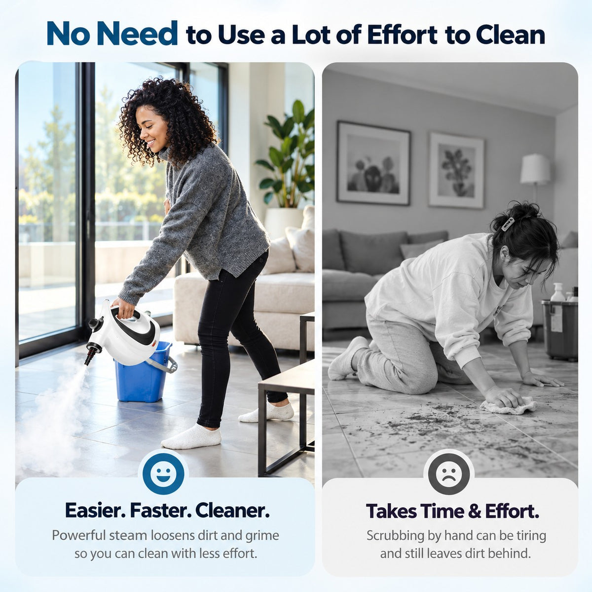 Steam cleaner 500ml tank and quick heat-up