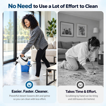 Steam cleaner 500ml tank and quick heat-up