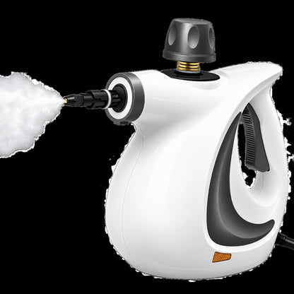 Handheld steam cleaner in use around the home