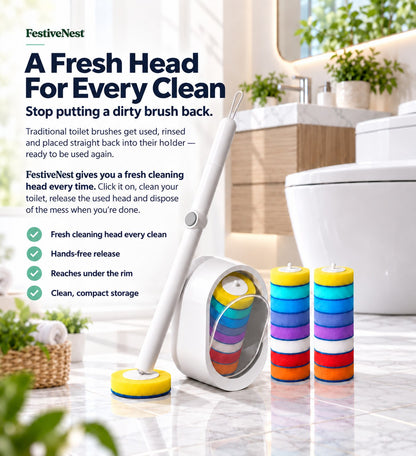 FestiveNest toilet cleaning kit with handle and refill heads