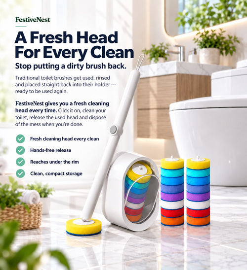 FestiveNest toilet cleaning kit with handle and refill heads